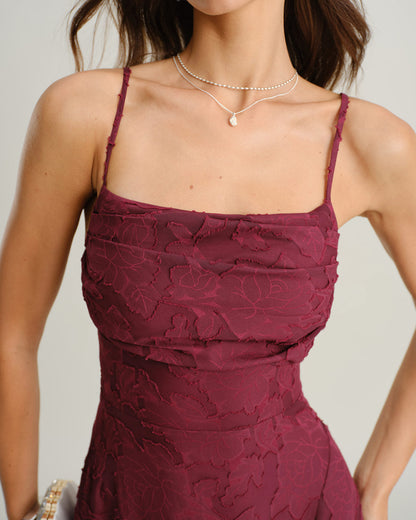 Women's Sage Green Jacquard Slip Maxi Dress – Cross Back Strap